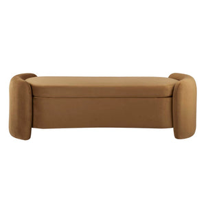 Modway Furniture Nebula Performance Velvet Storage Bench - Stylish Cognac Upholstery, Comfortable Seating & Durable Design EEI-6054-COG