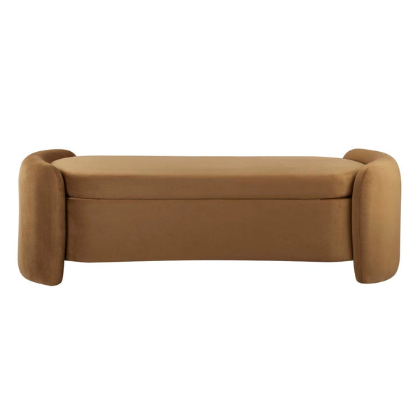 Modway Furniture Nebula Performance Velvet Storage Bench - Stylish Cognac Upholstery, Comfortable Seating & Durable Design EEI-6054-COG