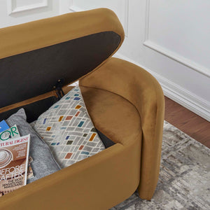 Modway Furniture Nebula Performance Velvet Storage Bench - Stylish Cognac Upholstery, Comfortable Seating & Durable Design EEI-6054-COG