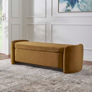 Modway Furniture Nebula Performance Velvet Storage Bench - Stylish Cognac Upholstery, Comfortable Seating & Durable Design EEI-6054-COG