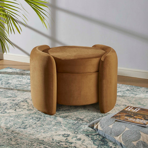 Modway Furniture Nebula Performance Velvet Ottoman - Stain-Resistant, Versatile Storage & Comfort for Modern Living EEI-6055-COG