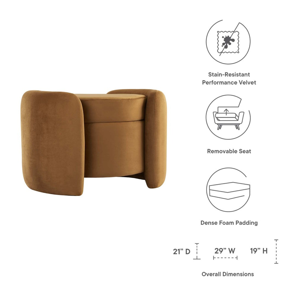 Modway Furniture Nebula Performance Velvet Ottoman - Stain-Resistant, Versatile Storage & Comfort for Modern Living EEI-6055-COG