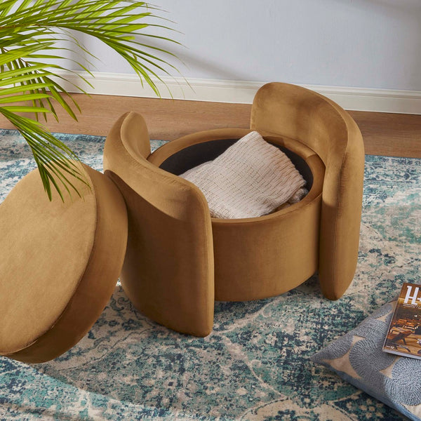 Modway Furniture Nebula Performance Velvet Ottoman - Stain-Resistant, Versatile Storage & Comfort for Modern Living EEI-6055-COG