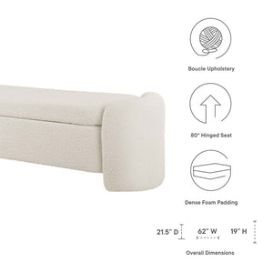 Modway Furniture Nebula Boucle Upholstered Bench – Stylish Ivory Storage Seat for Living Rooms, Bedrooms & Entryways EEI-6056-IVO
