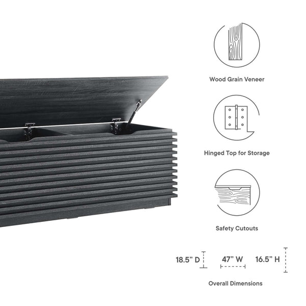 Modway Furniture Render Storage Bench - Mid-Century Modern Design with Stylish Storage and Easy Access for Any Space Charcoal EEI-6057-CHA