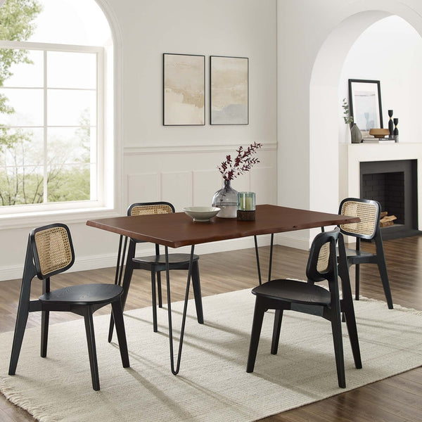 Modway Furniture Ardor 60" Live Edge Acacia Wood Dining Table - Handcrafted Mid-Century Design with Hairpin Legs Black Walnut EEI-6059-BLK-WAL