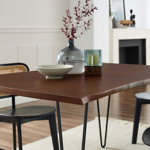 Modway Furniture Ardor 60" Live Edge Acacia Wood Dining Table - Handcrafted Mid-Century Design with Hairpin Legs Black Walnut EEI-6059-BLK-WAL