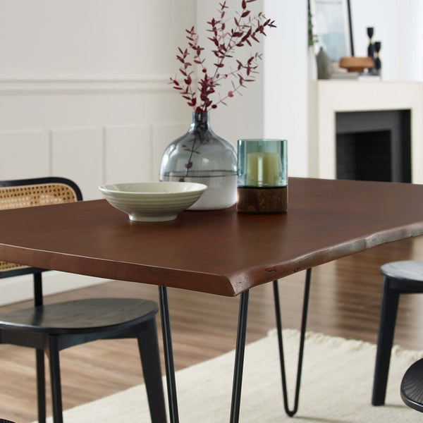 Modway Furniture Ardor 60" Live Edge Acacia Wood Dining Table - Handcrafted Mid-Century Design with Hairpin Legs Black Walnut EEI-6059-BLK-WAL