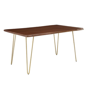 Modway Furniture Ardor 60" Live Edge Acacia Wood Dining Table - Handcrafted Mid-Century Design with Hairpin Legs Gold Walnut EEI-6059-GLD-WAL