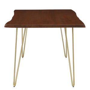 Modway Furniture Ardor 60" Live Edge Acacia Wood Dining Table - Handcrafted Mid-Century Design with Hairpin Legs Gold Walnut EEI-6059-GLD-WAL