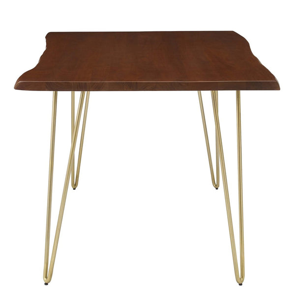 Modway Furniture Ardor 60" Live Edge Acacia Wood Dining Table - Handcrafted Mid-Century Design with Hairpin Legs Gold Walnut EEI-6059-GLD-WAL