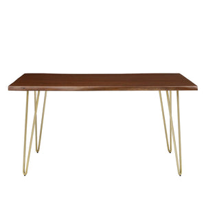 Modway Furniture Ardor 60" Live Edge Acacia Wood Dining Table - Handcrafted Mid-Century Design with Hairpin Legs Gold Walnut EEI-6059-GLD-WAL