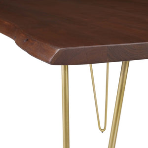Modway Furniture Ardor 60" Live Edge Acacia Wood Dining Table - Handcrafted Mid-Century Design with Hairpin Legs Gold Walnut EEI-6059-GLD-WAL