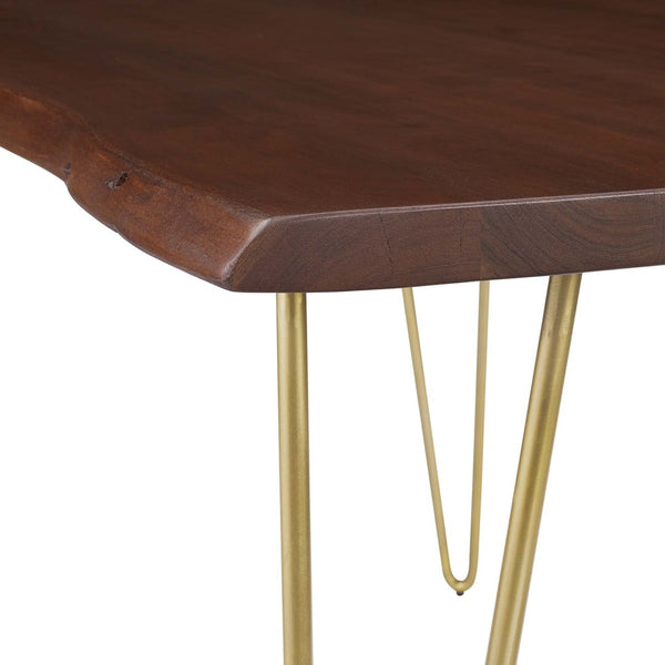 Modway Furniture Ardor 60" Live Edge Acacia Wood Dining Table - Handcrafted Mid-Century Design with Hairpin Legs Gold Walnut EEI-6059-GLD-WAL