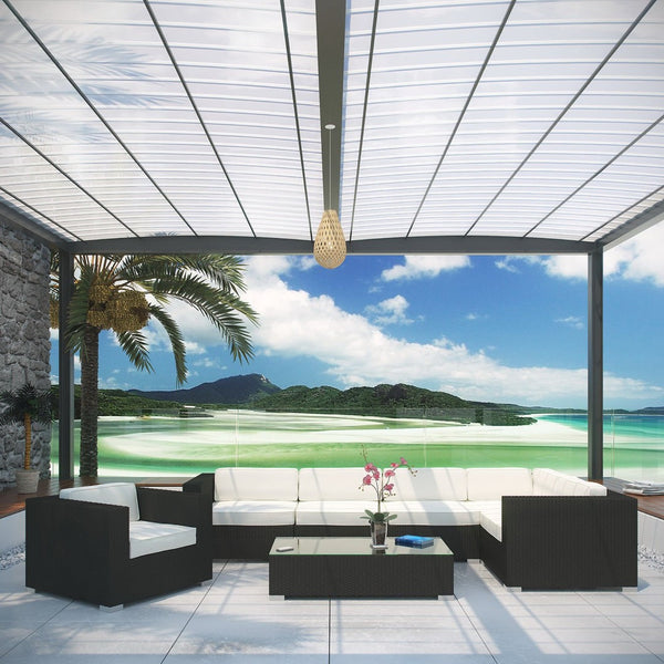 Modway Furniture Corona 7 Piece Modular Outdoor Patio Sectional Set - Stylish Rattan Furniture for Relaxing Gatherings Espresso White EEI-606-EXP-WHI-SET