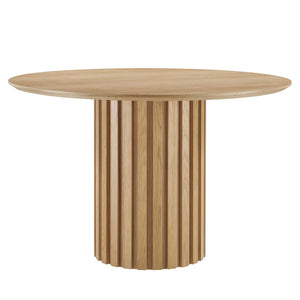 Modway Furniture Senja 47" Round Dining Table - Mid-Century Modern Charm with Fluted Base and Natural Wood Finish EEI-6064-OAK-SET