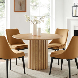 Modway Furniture Senja 47" Round Dining Table - Mid-Century Modern Charm with Fluted Base and Natural Wood Finish EEI-6064-OAK-SET
