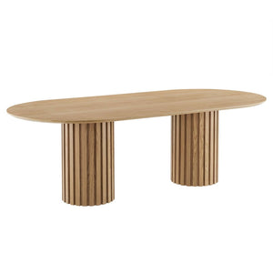 Modway Furniture Senja 95" Oval Dining Table - Elegant Mid-Century Design with Modern Wood-Grain Finish for Entertaining Oak EEI-6065-OAK-SET