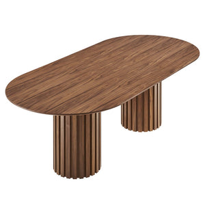 Modway Furniture Senja 95" Oval Dining Table - Elegant Mid-Century Design with Modern Wood-Grain Finish for Entertaining Walnut EEI-6065-WAL-SET