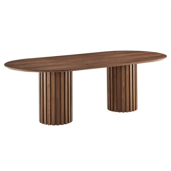 Modway Furniture Senja 95" Oval Dining Table - Elegant Mid-Century Design with Modern Wood-Grain Finish for Entertaining Walnut EEI-6065-WAL-SET