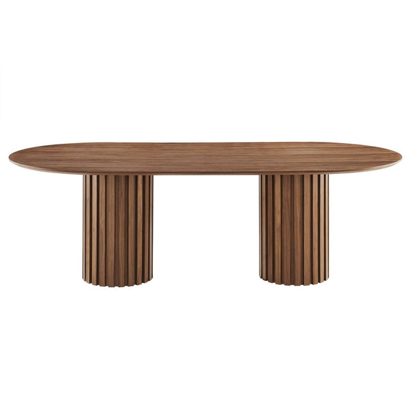 Modway Furniture Senja 95" Oval Dining Table - Elegant Mid-Century Design with Modern Wood-Grain Finish for Entertaining Walnut EEI-6065-WAL-SET