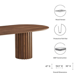Modway Furniture Senja 95" Oval Dining Table - Elegant Mid-Century Design with Modern Wood-Grain Finish for Entertaining Walnut EEI-6065-WAL-SET