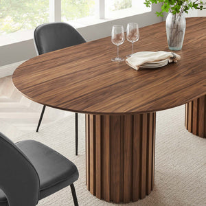 Modway Furniture Senja 95" Oval Dining Table - Elegant Mid-Century Design with Modern Wood-Grain Finish for Entertaining Walnut EEI-6065-WAL-SET