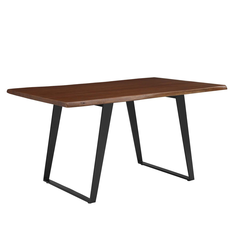 Modway Furniture Viggo 60" Live Edge Acacia Wood Dining Table with Metal Legs – Modern Rustic Centerpiece for Homes EEI-6067-BLK-WAL