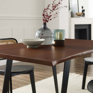 Modway Furniture Viggo 60" Live Edge Acacia Wood Dining Table with Metal Legs – Modern Rustic Centerpiece for Homes EEI-6067-BLK-WAL