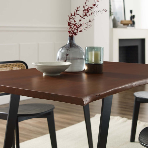 Modway Furniture Viggo 60" Live Edge Acacia Wood Dining Table with Metal Legs – Modern Rustic Centerpiece for Homes EEI-6067-BLK-WAL