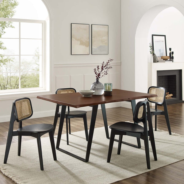 Modway Furniture Viggo 60" Live Edge Acacia Wood Dining Table with Metal Legs – Modern Rustic Centerpiece for Homes EEI-6067-BLK-WAL