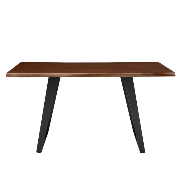 Modway Furniture Viggo 60" Live Edge Acacia Wood Dining Table with Metal Legs – Modern Rustic Centerpiece for Homes EEI-6067-BLK-WAL