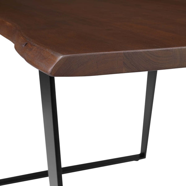 Modway Furniture Viggo 60" Live Edge Acacia Wood Dining Table with Metal Legs – Modern Rustic Centerpiece for Homes EEI-6067-BLK-WAL