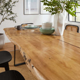 Modway Furniture Viggo 74" Live Edge Acacia Wood Dining Table Black Natural 39 x 74 x 30.5