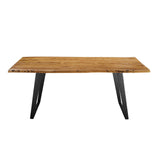 Modway Furniture Viggo 74" Live Edge Acacia Wood Dining Table Black Natural 39 x 74 x 30.5