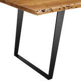 Modway Furniture Viggo 74" Live Edge Acacia Wood Dining Table Black Natural 39 x 74 x 30.5