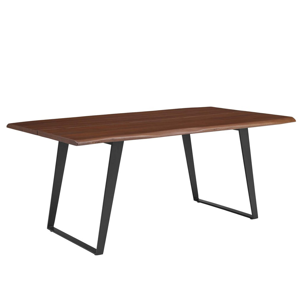 Modway Furniture Viggo 74" Live Edge Acacia Wood Dining Table - Handcrafted Modern Design for Dining & Workspace EEI-6069-BLK-WAL