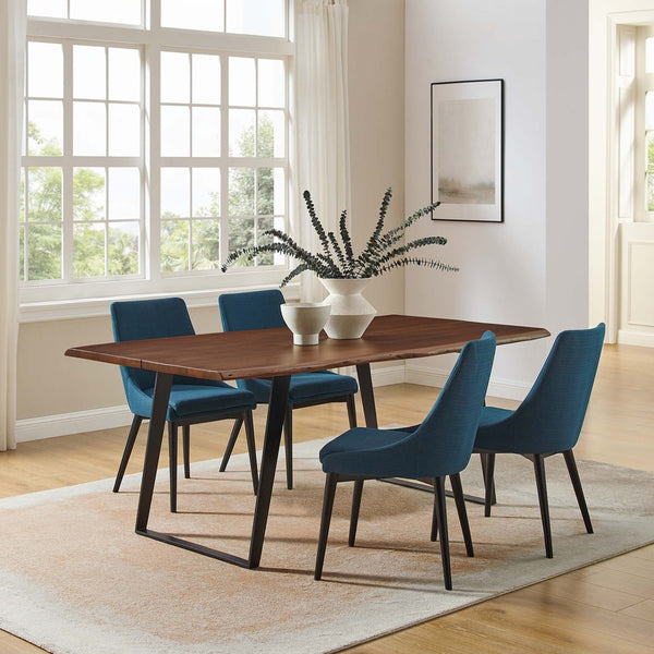 Modway Furniture Viggo 74" Live Edge Acacia Wood Dining Table - Handcrafted Modern Design for Dining & Workspace EEI-6069-BLK-WAL