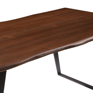 Modway Furniture Viggo 74" Live Edge Acacia Wood Dining Table - Handcrafted Modern Design for Dining & Workspace EEI-6069-BLK-WAL