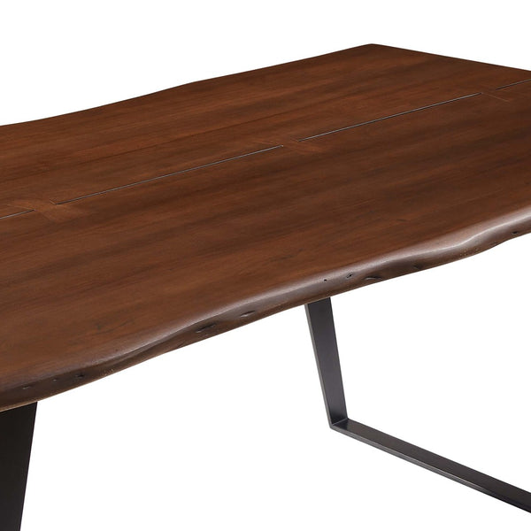 Modway Furniture Viggo 74" Live Edge Acacia Wood Dining Table - Handcrafted Modern Design for Dining & Workspace EEI-6069-BLK-WAL