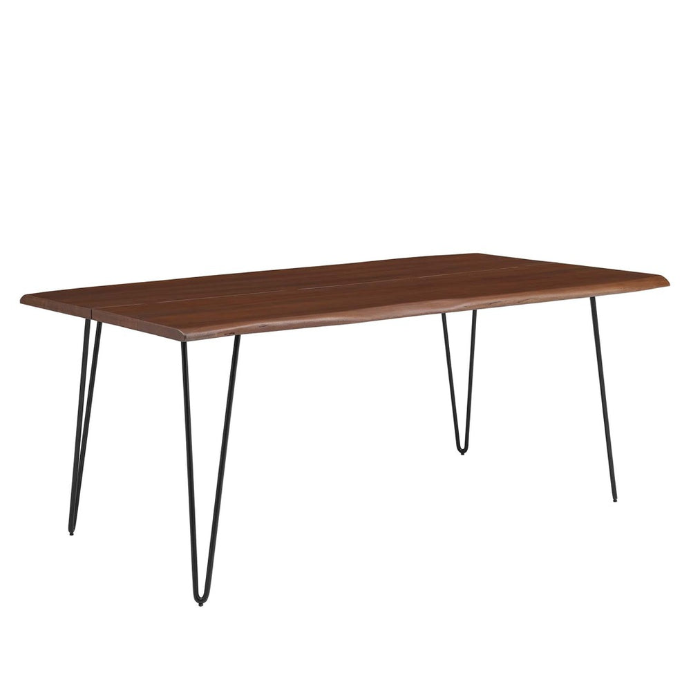 Modway Furniture Ardor 74" Live Edge Acacia Wood Dining Table - Rustic Charm with Mid-Century Modern Style Black Walnut EEI-6070-BLK-WAL