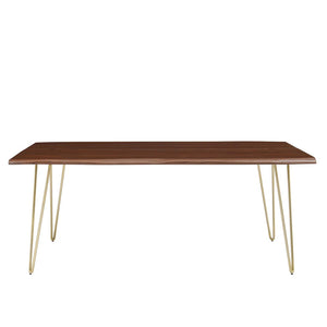 Modway Furniture Ardor 74" Live Edge Acacia Wood Dining Table - Rustic Charm with Mid-Century Modern Style Gold Walnut EEI-6070-GLD-WAL