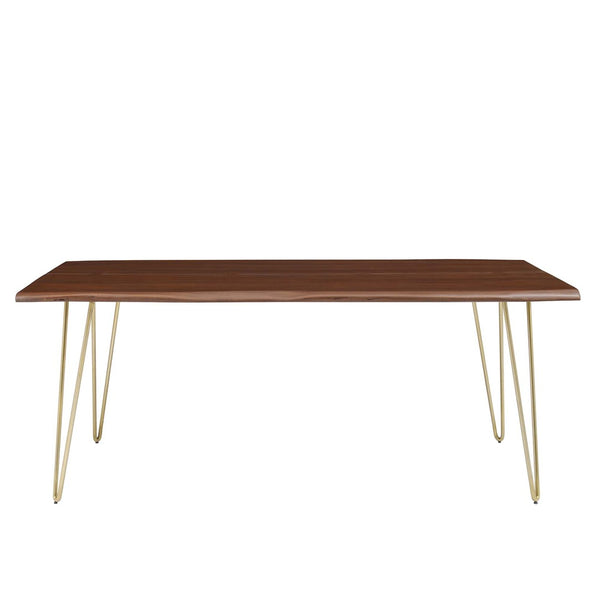 Modway Furniture Ardor 74" Live Edge Acacia Wood Dining Table - Rustic Charm with Mid-Century Modern Style Gold Walnut EEI-6070-GLD-WAL