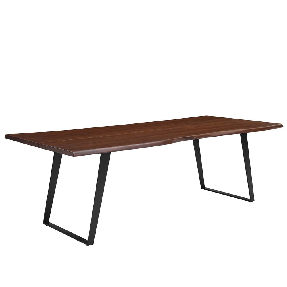 Modway Furniture Viggo 96" Live Edge Acacia Wood Dining Table with Sculptural Metal Legs - Perfect for Modern Spaces EEI-6071-BLK-WAL
