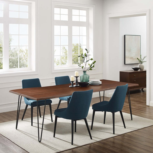 Modway Furniture Ardor 96" Live Edge Acacia Wood Dining Table with Hairpin Legs – Unique Centerpiece for Gatherings Black Walnut EEI-6072-BLK-WAL