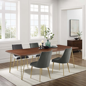 Modway Furniture Ardor 96" Live Edge Acacia Wood Dining Table with Hairpin Legs – Unique Centerpiece for Gatherings Gold Walnut EEI-6072-GLD-WAL