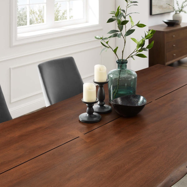 Modway Furniture Ardor 96" Live Edge Acacia Wood Dining Table with Hairpin Legs – Unique Centerpiece for Gatherings Gold Walnut EEI-6072-GLD-WAL