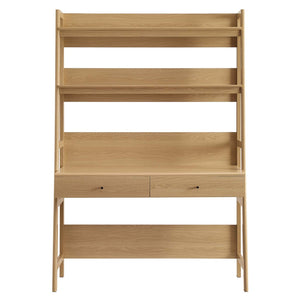 Modway Furniture Bixby Office Desk - Stylish Workspace with Tiered Shelving and Storage Drawers for Home Offices Oak EEI-6073-OAK