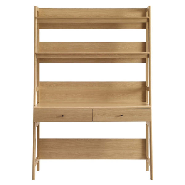 Modway Furniture Bixby Office Desk - Stylish Workspace with Tiered Shelving and Storage Drawers for Home Offices Oak EEI-6073-OAK