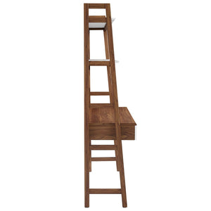 Modway Furniture Bixby Office Desk - Stylish Workspace with Tiered Shelving and Storage Drawers for Home Offices Walnut White EEI-6073-WAL-WHI